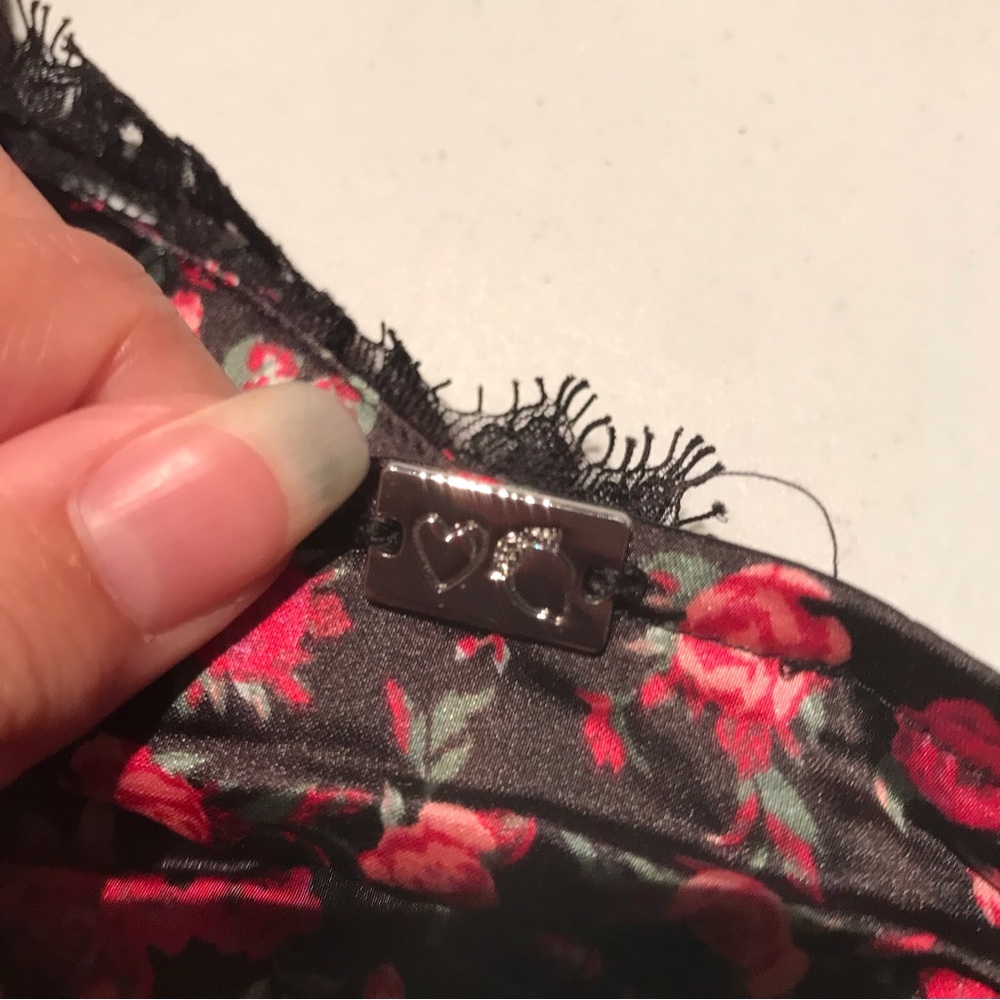 For Love And Lemons Black Mini Dress with Pink Floral Print - Picture 10 of 13